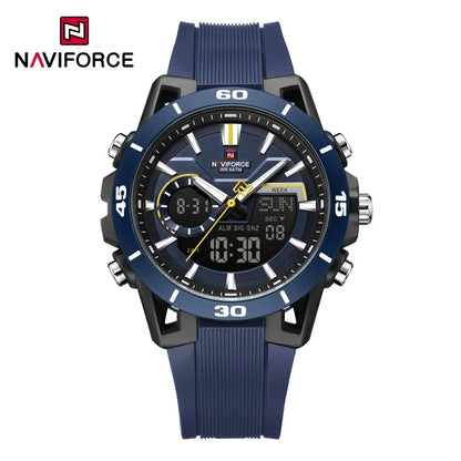NAVIFORCE Men's Watch Dual Display 50M Waterproof Countdown Chronograph Alarm Clock Male Fashionable Sports Wristwatch NF7135