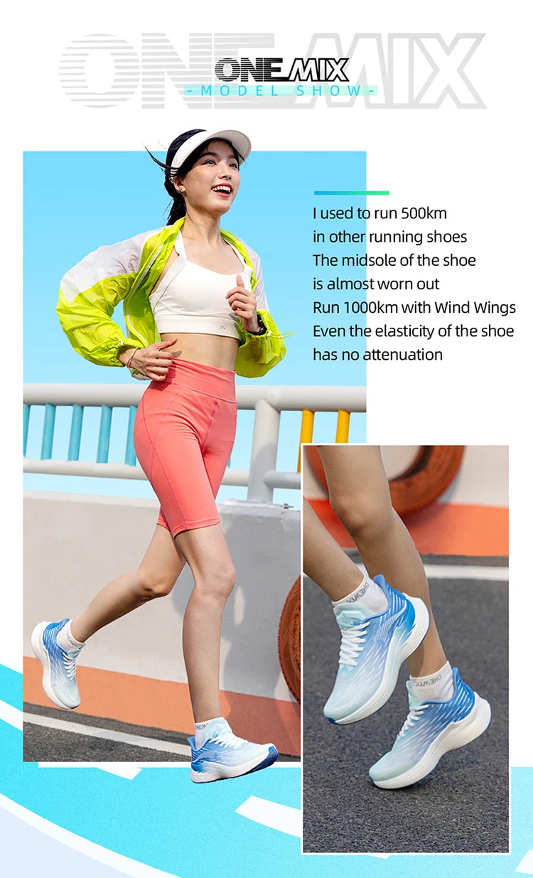 Onemix Wind Wings : chaussures de course respirantes pour hommes, marathon, sport et loisirs ; chaussures de sport légères pour femmes ; corde à sauter d'extérieur pour hommes