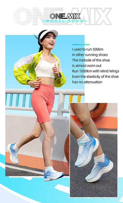 Onemix Wind Wings : chaussures de course respirantes pour hommes, marathon, sport et loisirs ; chaussures de sport légères pour femmes ; corde à sauter d'extérieur pour hommes