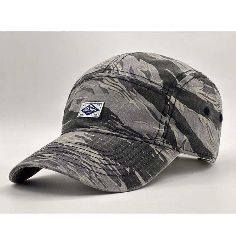 Baseballkappe im Workwear-Stil mit Camouflage-Muster und kurzer Krempe für Damen und Herren, trendige Unisex-Outdoor-Sonnenkappe