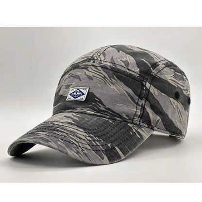 Baseballkappe im Workwear-Stil mit Camouflage-Muster und kurzer Krempe für Damen und Herren, trendige Unisex-Outdoor-Sonnenkappe