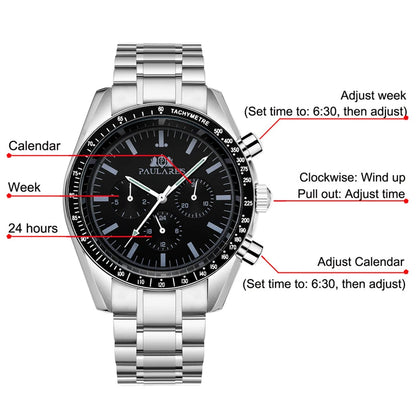 PAULAREIS P Brand Luxury Men Mechanical Watches Calendar Business Watch Men's Sports Waterproof Stainless Steel Automatic Watches