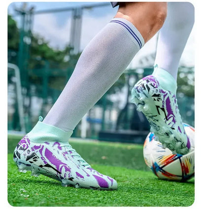 Unisex Teen Low Top Football Shoes Lightweight Elastic Sole Anti Slip Short Spikes Lawn Field Match Training Sneakers