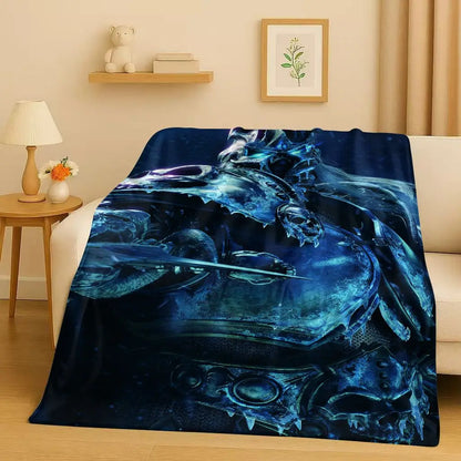 3D WOW World of Warcraft žaidimo „Demon Hunter Arthas“ animacinio stiliaus flanelinis pledas, itin minkštas pliušinis užklotas namams, miegamajam, lovai ir sofai
