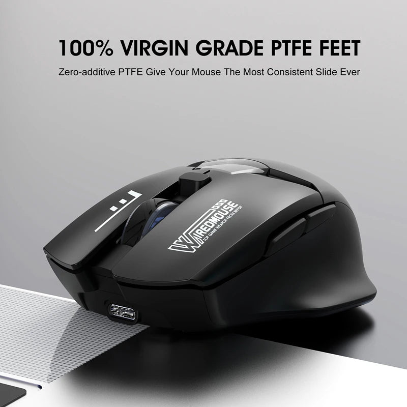 Rato Bluetooth Sem Fios de Modo Duplo com Ecrã Inteligente, Carregamento Silencioso, para Escritório, Gaming e Tablet, Portátil e Universal