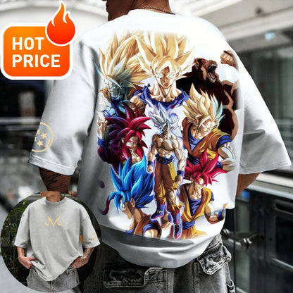 2026 Summer Dragon Ball  T-shirt 100% Cotton Goku All Forms Print Oversized Gym Streetwear Unisex Retro Tee for Adults Kids