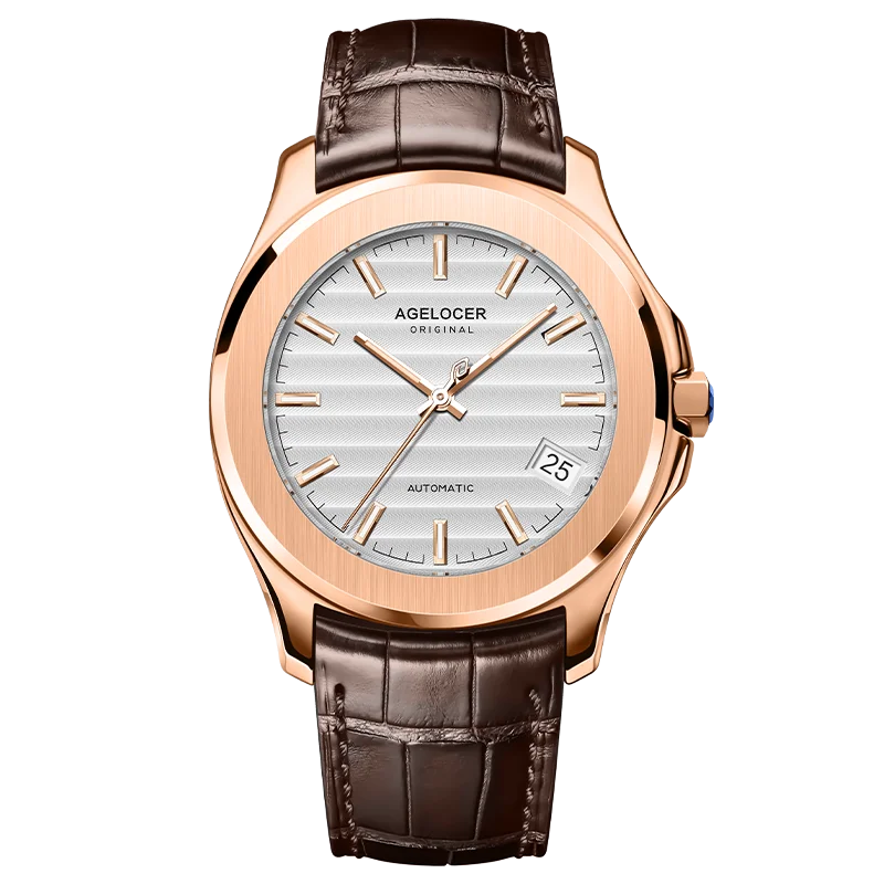 AGELOCER Original Baikal Watch Men's Luxury Gold Watch Big Calendar Business Automatic Mechanical Watch Birthday Gift for Men