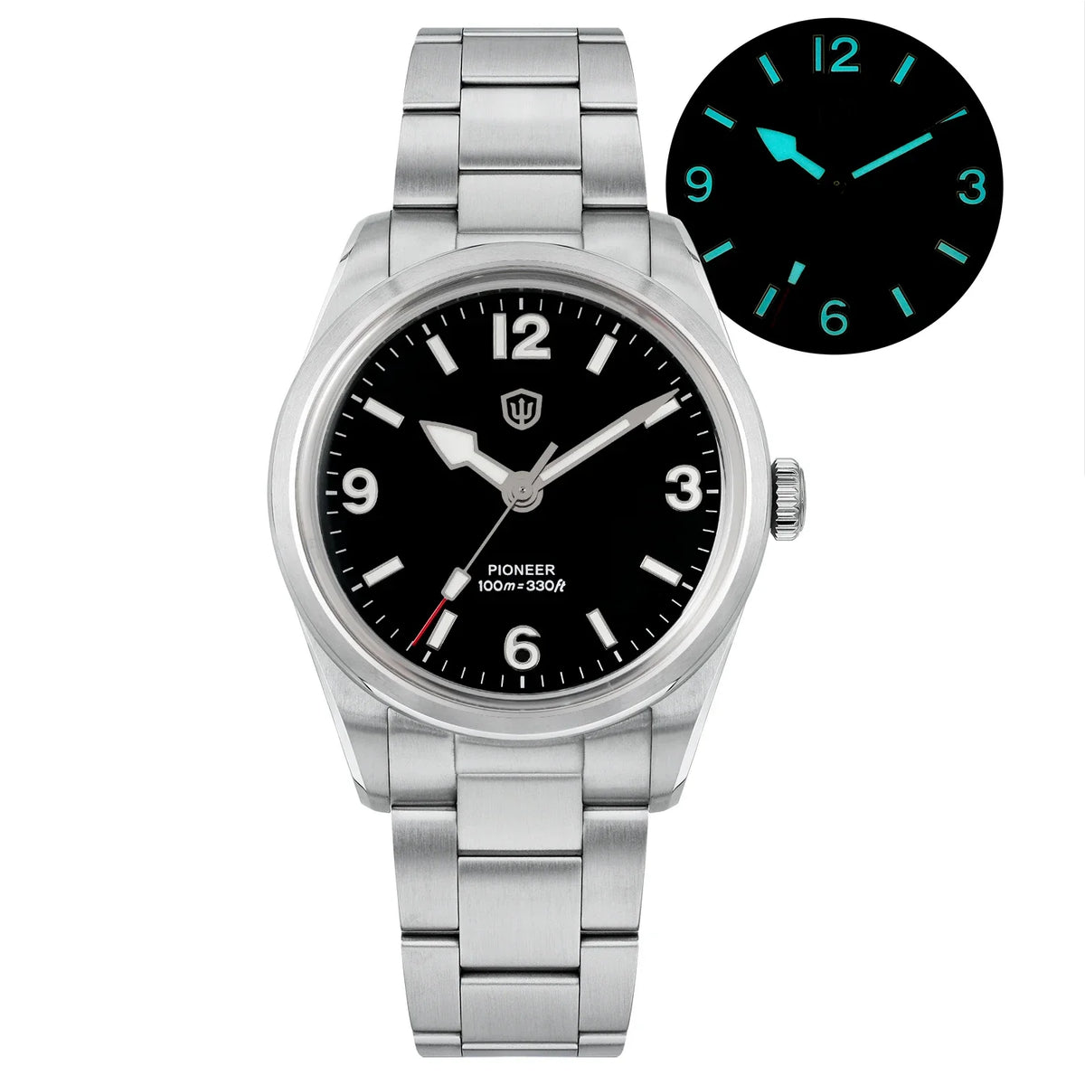 Montre à quartz pour homme Watchdives WD1960S V2, style vintage, cadran crème, 36 mm, mouvement VH31 à trotteuse fluide, verre saphir bombé, étanche 10 ATM, aiguilles luminescentes, boîtier en acier inoxydable