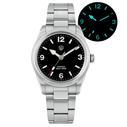 Montre à quartz pour homme Watchdives WD1960S V2, style vintage, cadran crème, 36 mm, mouvement VH31 à trotteuse fluide, verre saphir bombé, étanche 10 ATM, aiguilles luminescentes, boîtier en acier inoxydable