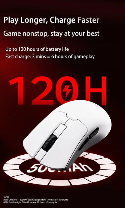 Delux M900PRO ultralet version trådløs gamingmus ergonomisk 1K/8K polling rate 50g PAW3395 til højre stor hånd PC-gamer