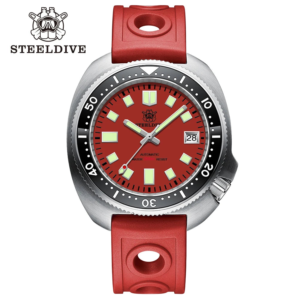 STEELDIVE New Arrival 44mm SD1974 Orange Dial Ceramic Bezel Super Luminous 200m NH35 Automatic Dive Watch with Milled Clasp