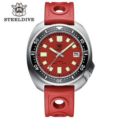 STEELDIVE New Arrival 44mm SD1974 Orange Dial Ceramic Bezel Super Luminous 200m NH35 Automatic Dive Watch with Milled Clasp