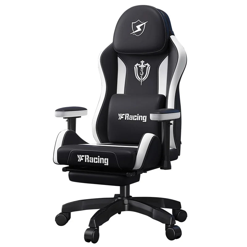 Gaming Chair with Latex Seat Cushion, Four-stage Pneumatic Cylinder, Removable Dual Headrest Adjustable Backrest, Office Chair