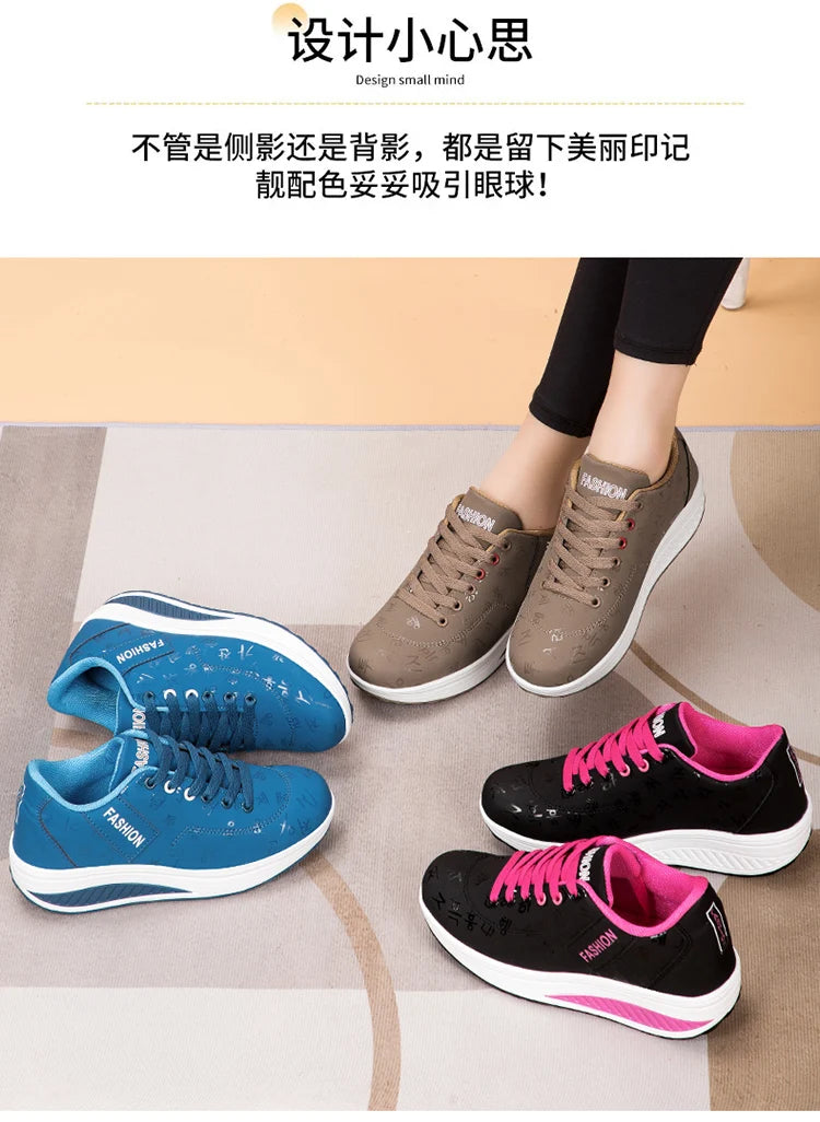 Women Outdoor Thick Bottom Swinging Casual Shoes Fashion Platform Large 42 Flat Bottom Walking Sports Shoes Walking and Running