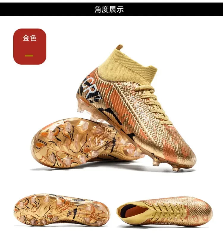 Unisex Teen Low Top Football Shoes Lightweight Elastic Sole Anti Slip Short Spikes Lawn Field Match Training Sneakers