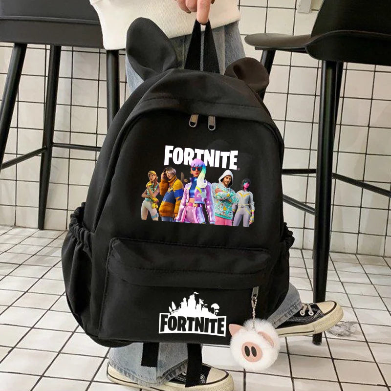 Neuer Fortnite-Cartoon-Rucksack für Jungen und Mädchen, lässige Schultasche mit großem Fassungsvermögen, Studententasche mit Hasenohren, Reiserucksack, Schreibwaren-Geschenk