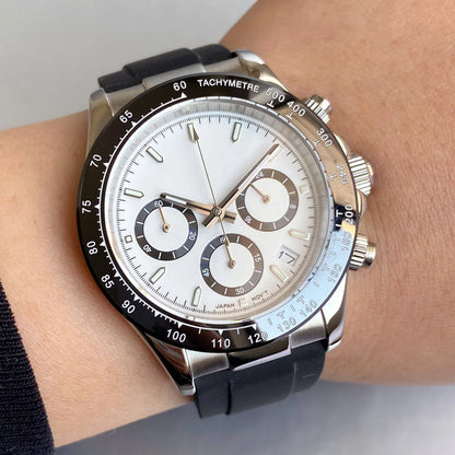 Reloj de lujo para hombre VK63 con movimiento de cuarzo, cronógrafo de negocios, 39mm, acero/oro rosa, fecha, esfera luminosa y cronógrafo completo