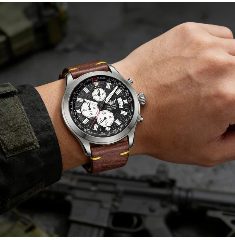 Zegarek kwarcowy męski YELANG V1029S 42mm, mechanizm Japan OS10, luminescencja T100, wodoodporność 100M, sportowy styl militarny, szafir