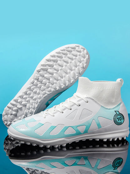 High Quality TF Football Boots for Men and Women, PU Fabric Upper, Rubber Cleats, Non-Slip Training Football Shoes