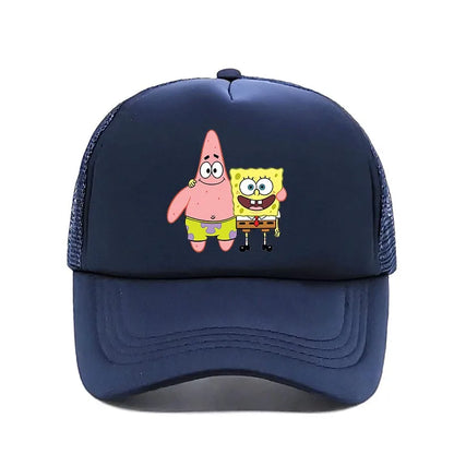 Módna roztomilá bejzbalová čiapka s potlačou SpongeBob, kreslená, pre mužov aj ženy, letná slnečná sieťovaná čiapka, anime, nastaviteľná slnečná clona, golfová čiapka, trucker čiapka
