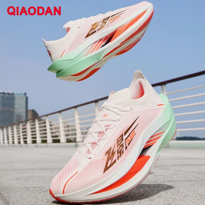 QIAODAN Feiying Plaid 3 Chaussures de course pour homme à semelle en carbone, baskets de marathon, chaussures de sport à amorti rebondissant QDB023262290