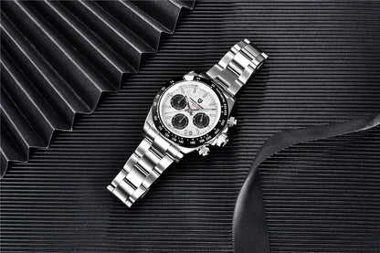 PAGANI DESIGN V2 40MM Reloj de cuarzo para hombre con esfera de meteorito, cristal de zafiro, cronógrafo retro y resistente al agua