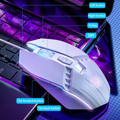 HP M1 kabelgebundene Gaming-Maus, weiß beleuchtet, E-Sports-Maus, USB, für Gaming, Büro, Desktop und Laptop
