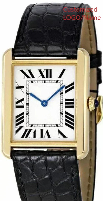 A11 Store Customized Watch  Mens Womens Quartz Movement Watches for Tanks Relogio Masculino Black Leather Female Ladies