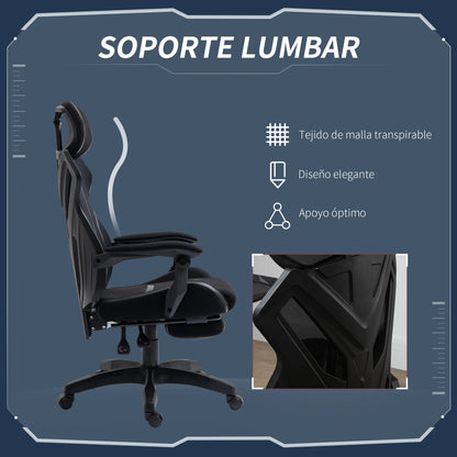 Vinsetto Reclining Gaming Chair with Retractable Footrest Adjustable Height 65X65X119-129 cm Black