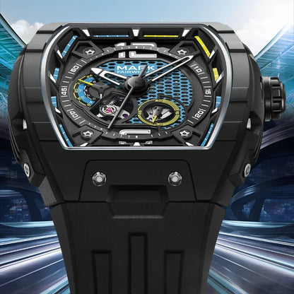 Mark Fairwhale 6002 Automatic Movement Tonneau Dial Luminous Waterproof Fashion Mechanical Watches for Men Relogios Masculino