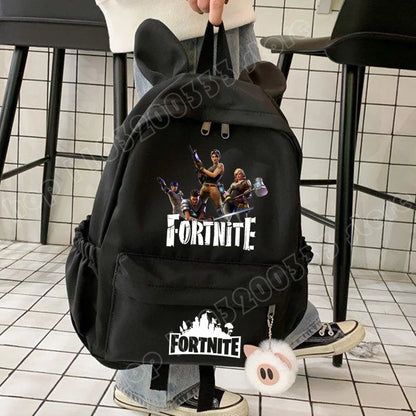 Neuer Fortnite-Cartoon-Rucksack für Jungen und Mädchen, lässige Schultasche mit großem Fassungsvermögen, Studententasche mit Hasenohren, Reiserucksack, Schreibwaren-Geschenk