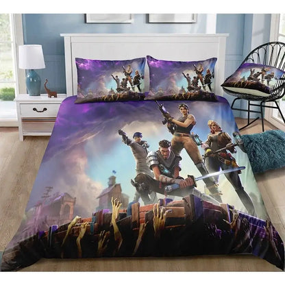 Fortnite Bedding Set Duvet Cover 3 Piece 3D Printed Bedroom Bedding Game Anime Cartoon Pillowcase Room Decoration Gifts