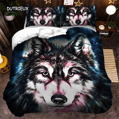 3D Wolf Beddengoedset Zwart Wit Dromenvanger Tribale Stijl Dekbedovertrek voor Tieners Volwassenen Vrouwen Mannen Slaapkamerdecoratie