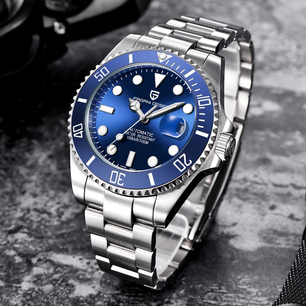 New PAGANI DESIGN Diving Automatic Mechanical Watch Luxury Sports Waterproof Watch Stainless Steel Sapphire Luminous Watch for Men