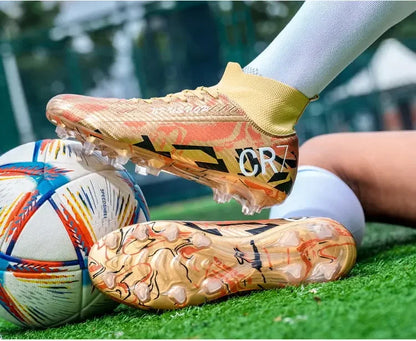 Unisex Teen Low Top Football Shoes Lightweight Elastic Sole Anti Slip Short Spikes Lawn Field Match Training Sneakers