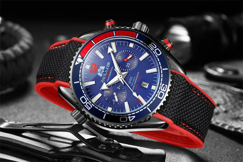 PAULAREIS P Relógio mecânico automático de luxo para homem com corda automática, bracelete em borracha, impermeável, luminoso, com data, relógio de moda masculino