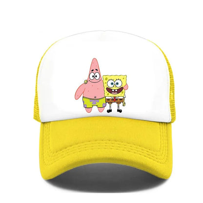 Módna roztomilá bejzbalová čiapka s potlačou SpongeBob, kreslená, pre mužov aj ženy, letná slnečná sieťovaná čiapka, anime, nastaviteľná slnečná clona, golfová čiapka, trucker čiapka