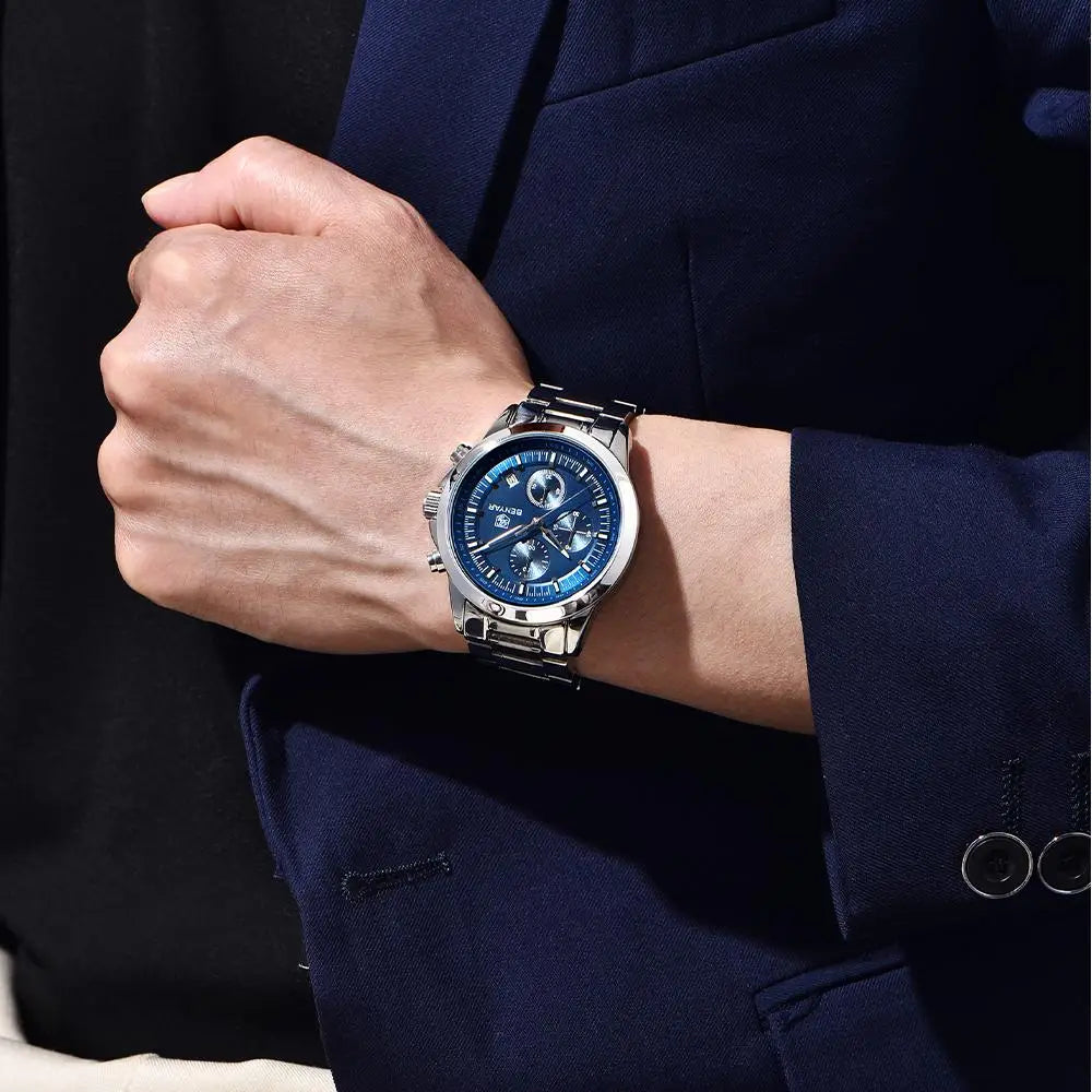BENYAR 2024 New 40MM Men's Quartz Watch 50M Waterproof Automatic Diving Watch Luxury Fashion Men's Stainless Steel Watch