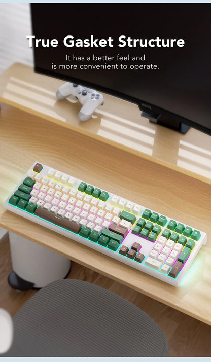 108-key Wired Mechanical Gaming Keyboard with RGB Backlit | Gaming Chip | Low Latency | Anti-Ghosting | for PC Win/Mac Gamers