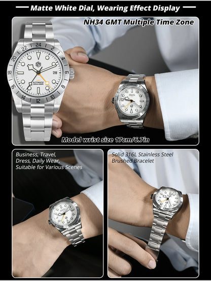 San Martin Nuevo reloj mecánico automático NH34 BB GMT de 39mm, reloj deportivo de zafiro, luminoso, impermeable 100m para hombre, Relogio SN0054