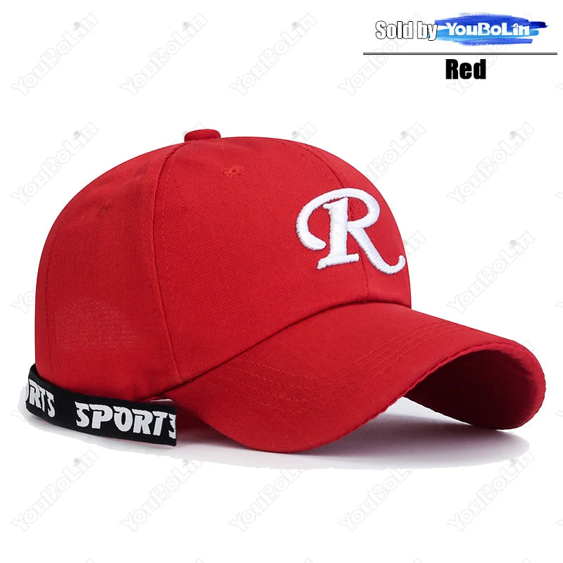 R písmeno Stuha Výšivka Bavlna Nastaviteľná Baseballová čiapka s pevným vrchom Slnečná čiapka Trucker čiapky Hip-hopové čiapky