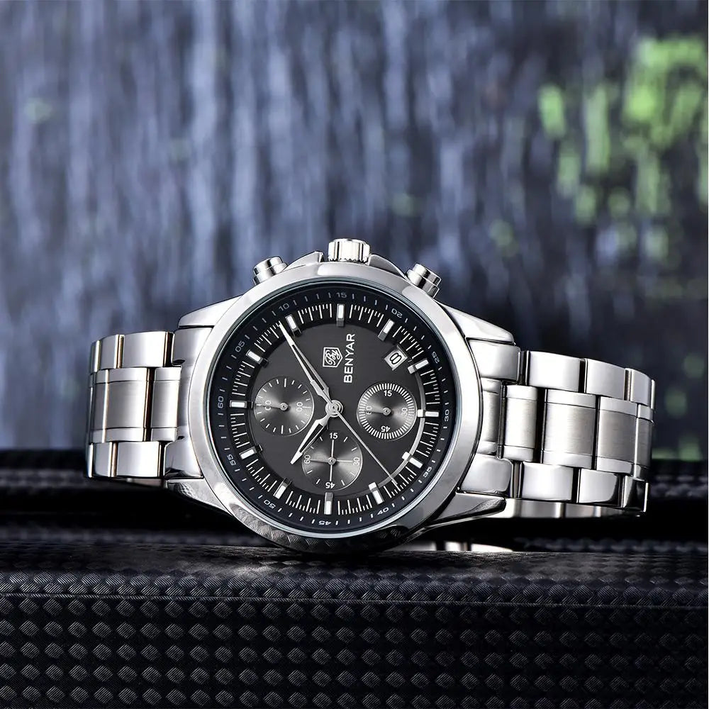 BENYAR 2024 New 40MM Men's Quartz Watch 50M Waterproof Automatic Diving Watch Luxury Fashion Men's Stainless Steel Watch