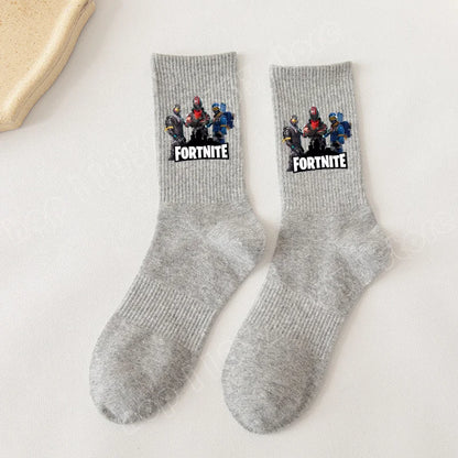 Fortnite Socks Cartoon Game Character Long Sock for Kids tudents in Spring and Autumn Solid Color Cotton Socks Birthday Gifts