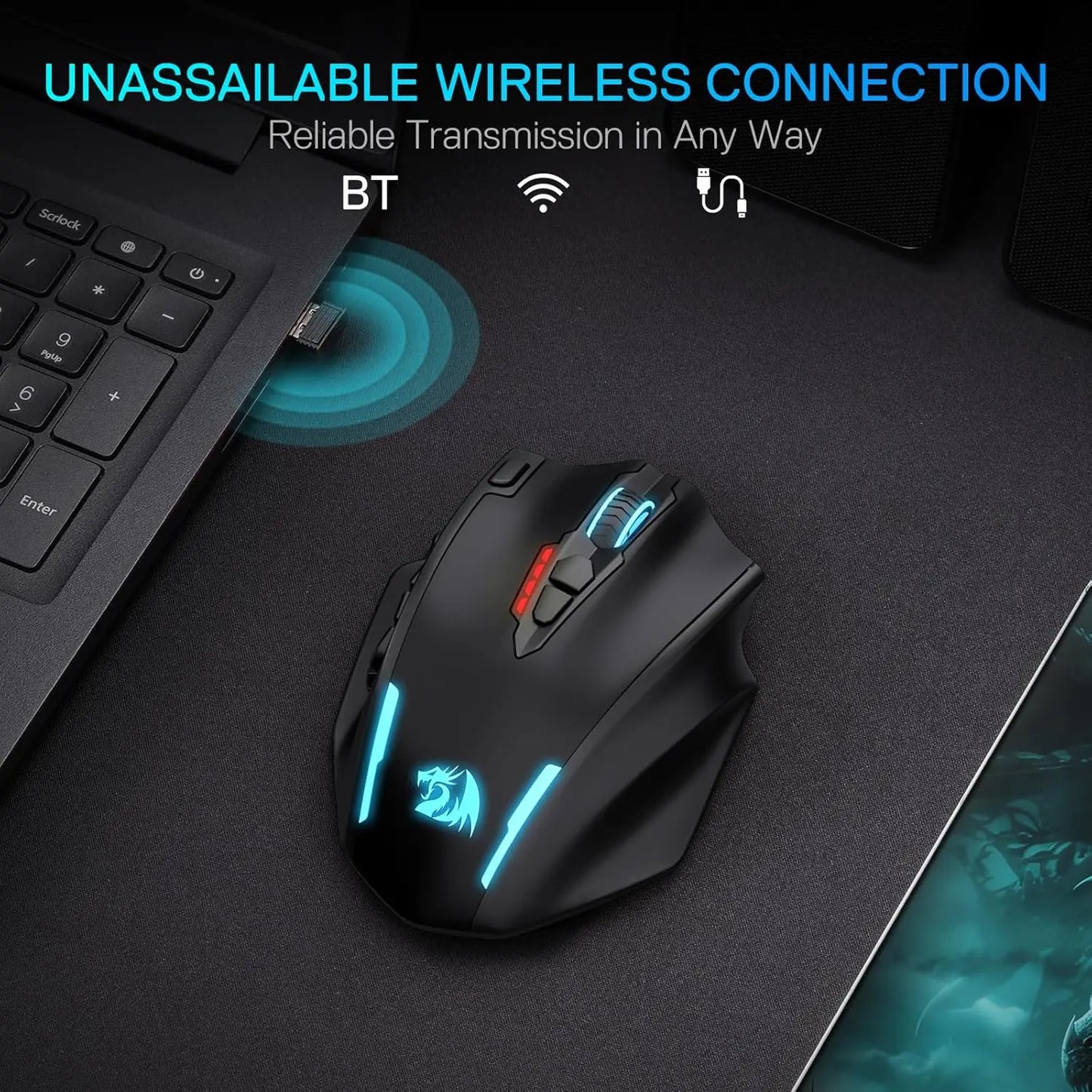 Redragon M913 MAX Ασύρματο οπτικό ποντίκι gaming MMO 26000 DPI με 16 προγραμματιζόμενα κουμπιά