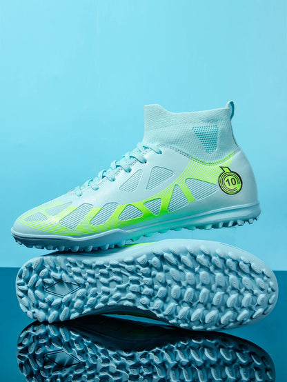 High Quality TF Football Boots for Men and Women, PU Fabric Upper, Rubber Cleats, Non-Slip Training Football Shoes