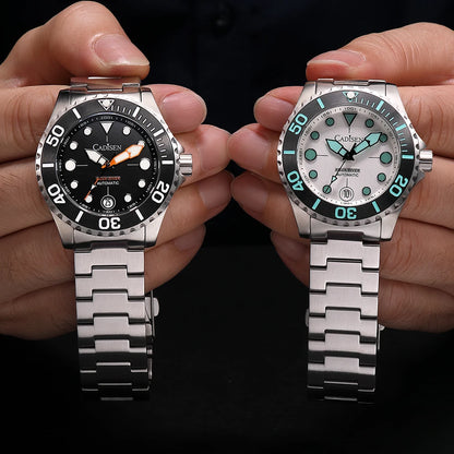 NEW 2026 CADISEN AQUA DIVER Brand Luxury Men Watches Automatic Watch Japan 8215 100M Waterproof Luminous Mechanical Wristwatch