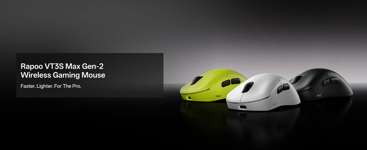 Mouse gaming wireless Rapoo VT3S /VT3S MAX GEN-2, rată de polling wireless True 8K, ultra-ușor, 49g, autonomie a bateriei de până la 750Hr