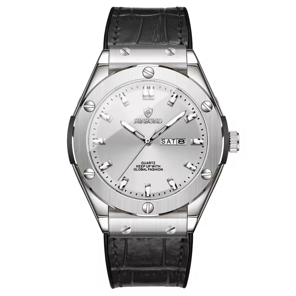 Montre pour homme, style décontracté, bracelet en cuir, modèle automatique ou à quartz, accessoire de luxe, idée cadeau idéale, montre-bracelet tendance.