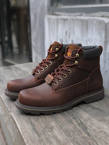 KOWM Cowhide Outdoor Men Hiking Shoes Waterproof Tactical Desert Shoes Hunting Boots Snow Boots Fur Sneakers Women Trekking Shoes