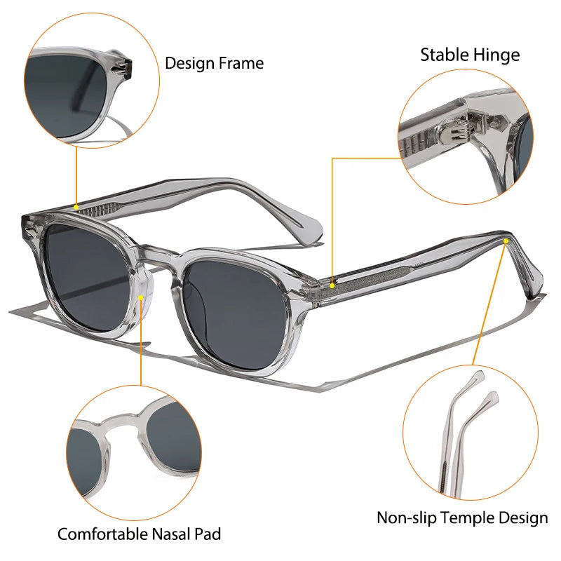 CATERSIDE Retro Round Men Sunglasses Punk Propionic Acid Pin Temple Luxury Sun Glasses Women Sports Leisure Party Eyewear UV400
